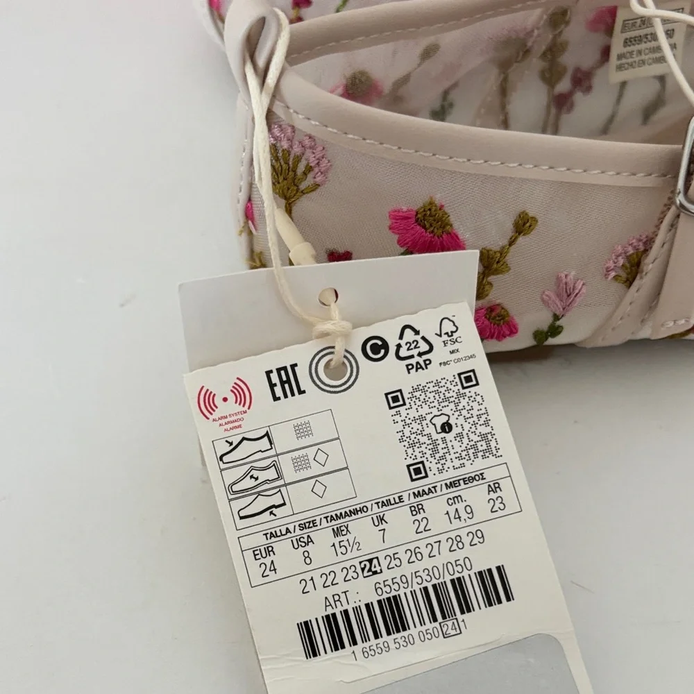 Zara Kids Pink Floral Dress Shoes - Picture 5 of 5